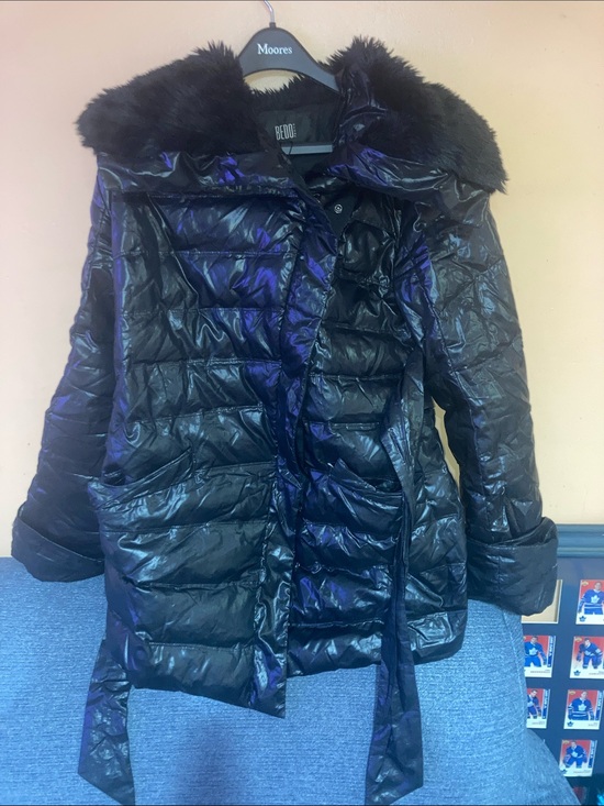 Bedo Jackets & Blazers - Black Quilted Puffer Jacket with Faux Fur Hood